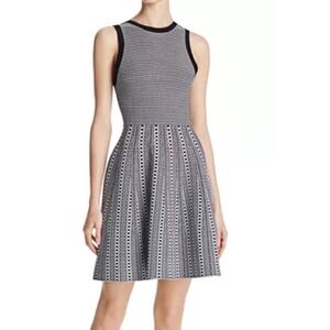 Alice + Olivia Black Kamilah Textured- Stitch  Dress Quiet Luxury Size Small